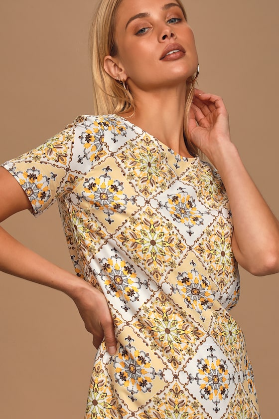 Dandy Lion Yellow Print Shift Dress 9