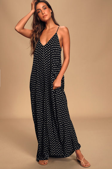 Yours Tule Black Floral Print Maxi Dress
