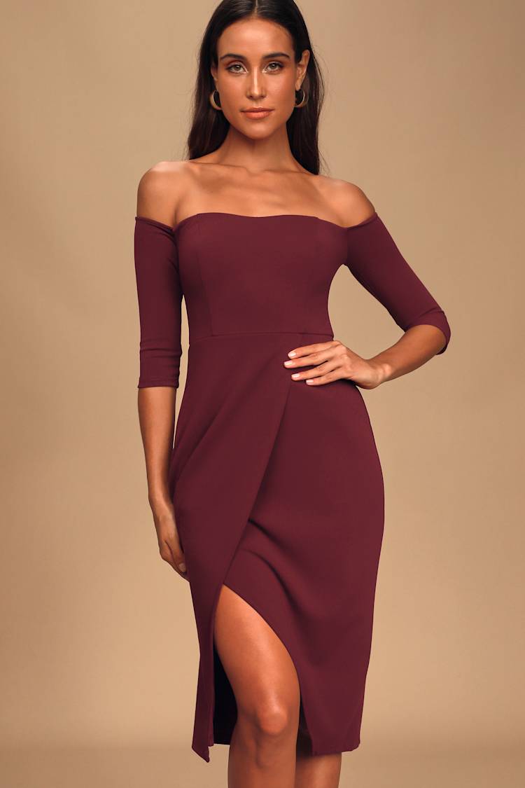 Chic Plum Purple Dress - OTS Midi Dress - Tulip Hem Dress - Lulus Chic Plum Purple Dress - OTS Midi Dress - Tulip Hem Dress - Lulus