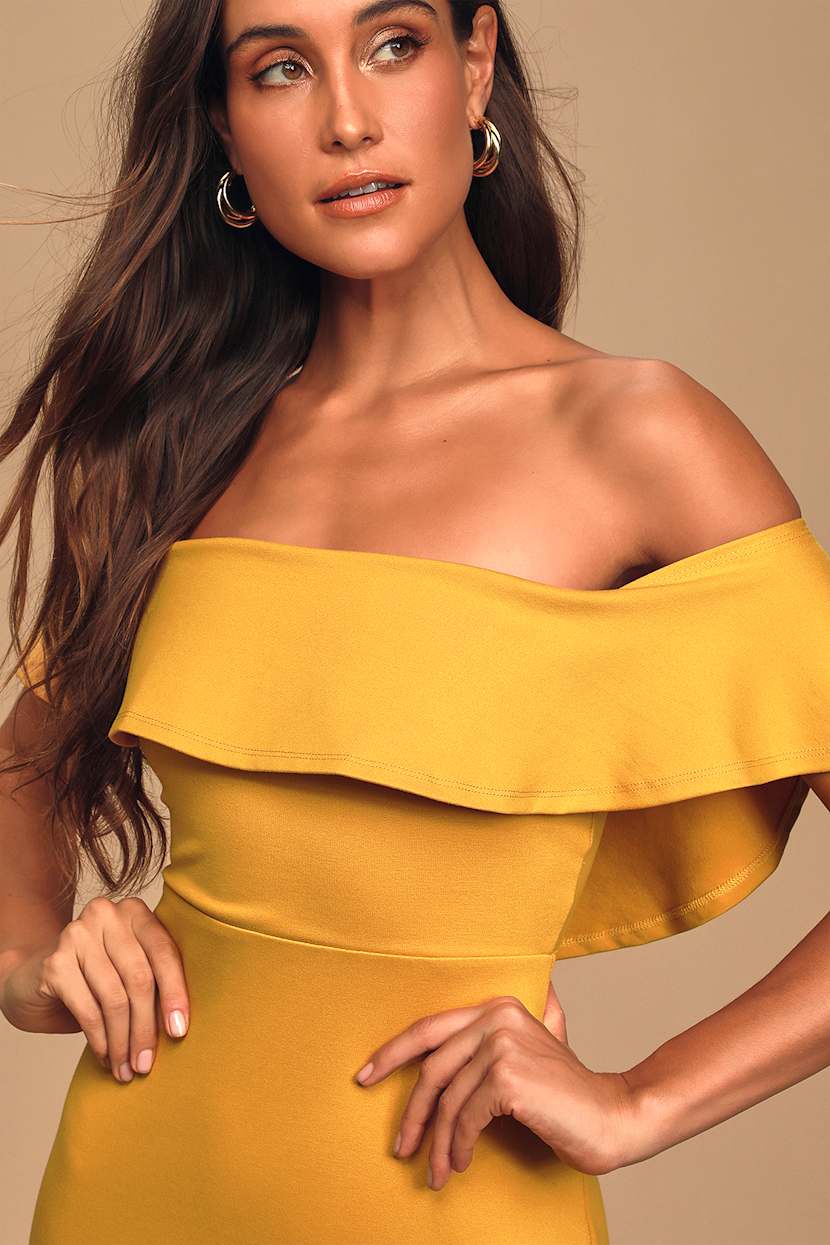 black midi dress off shoulder Calista Off-shoulder Midi Dress