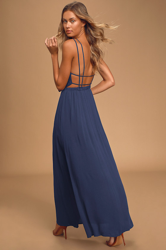 Lost in Paradise Navy Blue Maxi Dress 10