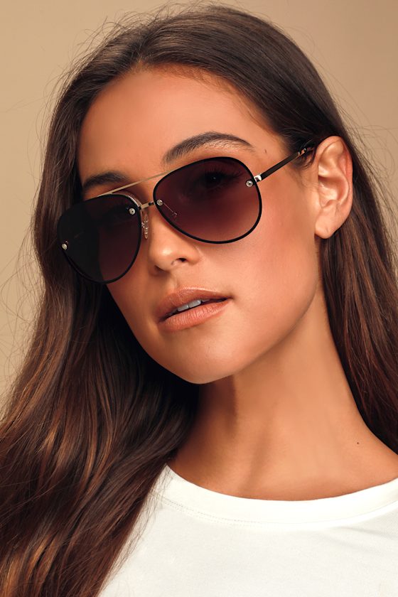 Hyperspace Gold and Black Aviator Sunglasses 1