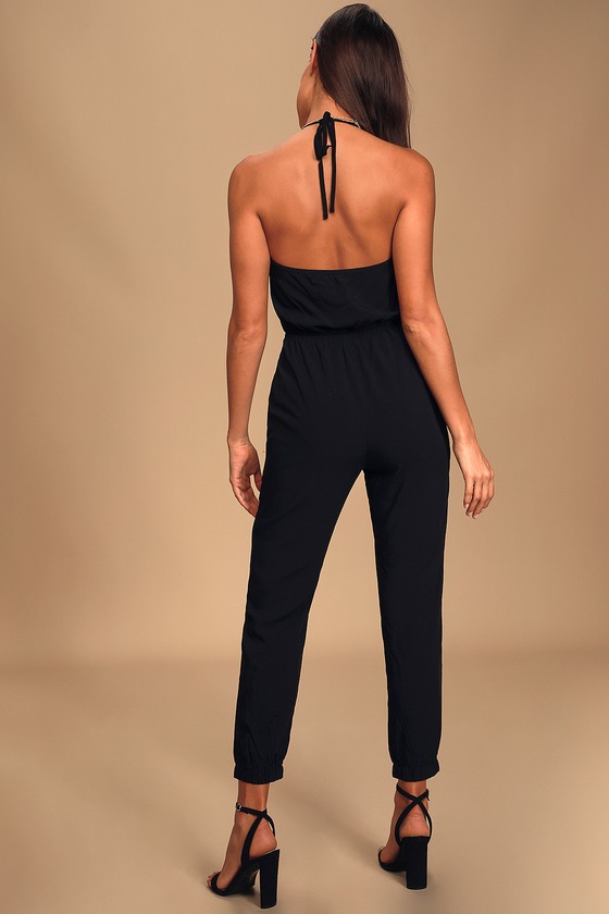 Learning to Fly Black Halter Jumpsuit