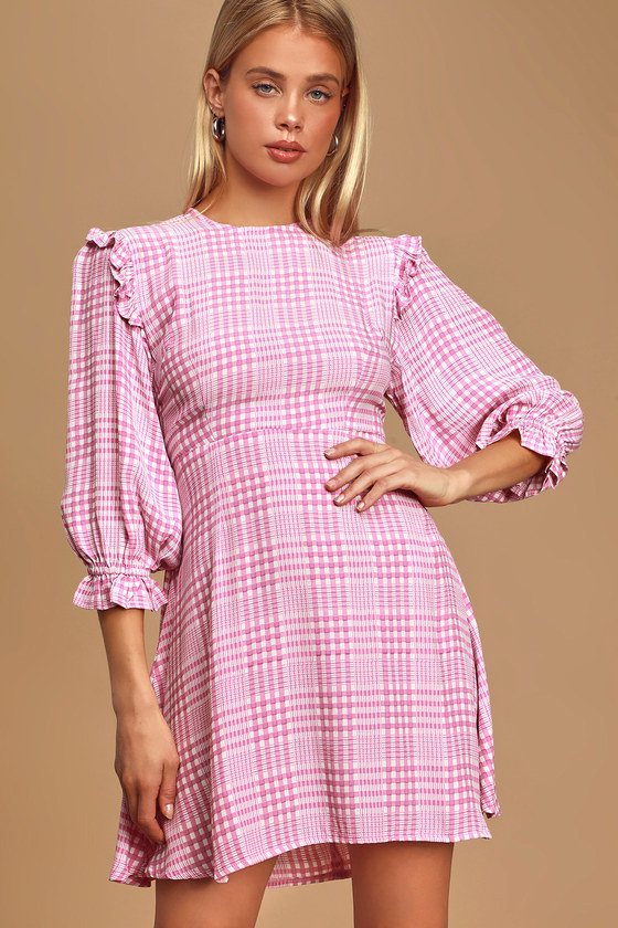 pink plaid dress