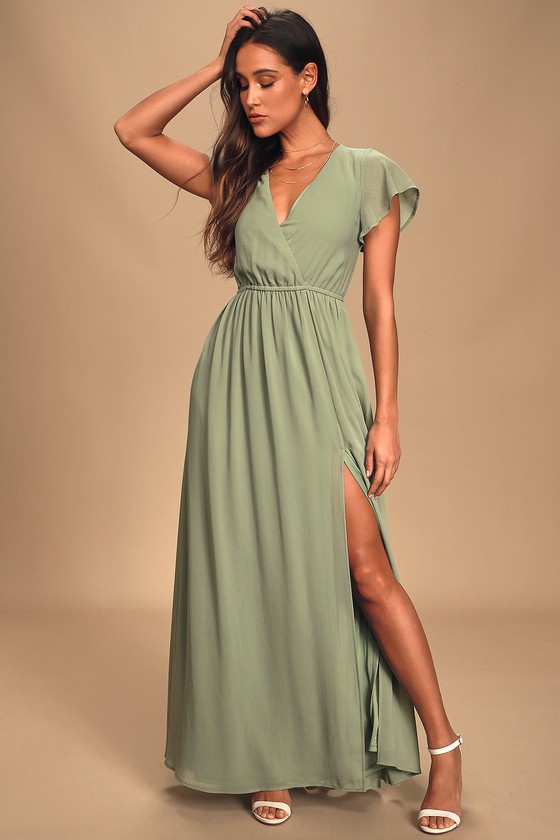 Lost in the Moment Sage Brush Maxi Dress