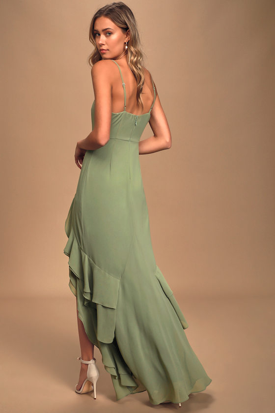 Esther Sage Brush Ruffled Sleeveless Maxi Dress 5