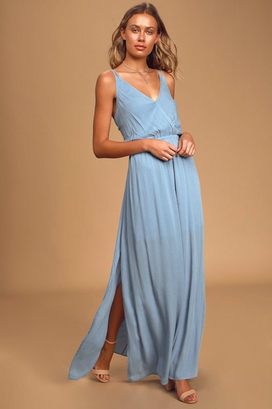 Lost in Paradise Slate Blue Maxi Dress 5