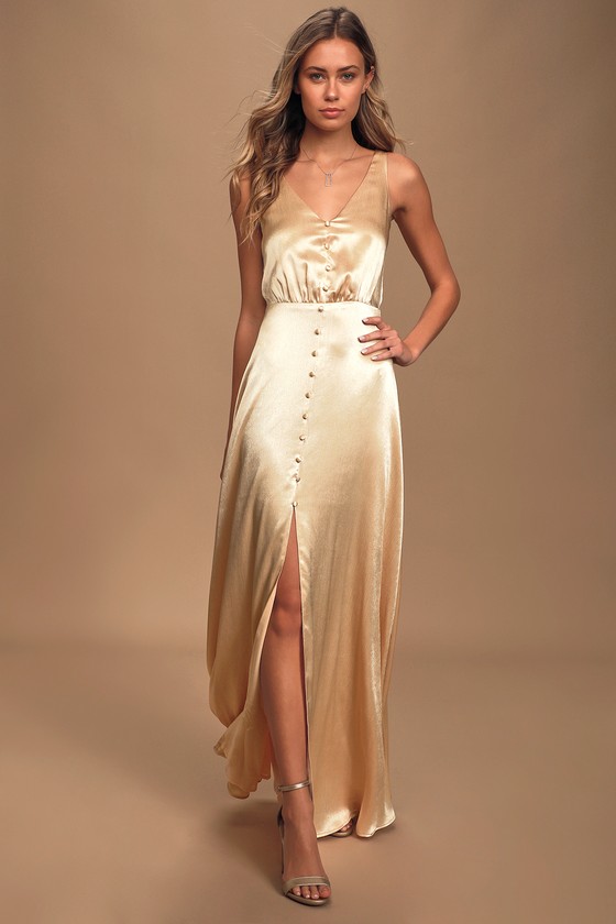 champagne silk gown