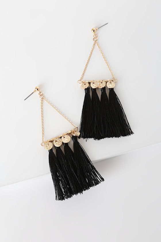 Boho Tassel Earrings Black Tassel Earrings Dangle Earrings Lulus