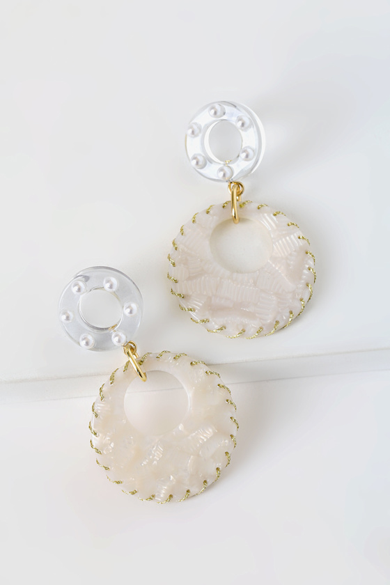 Jewel for You White Statement Earrings 1