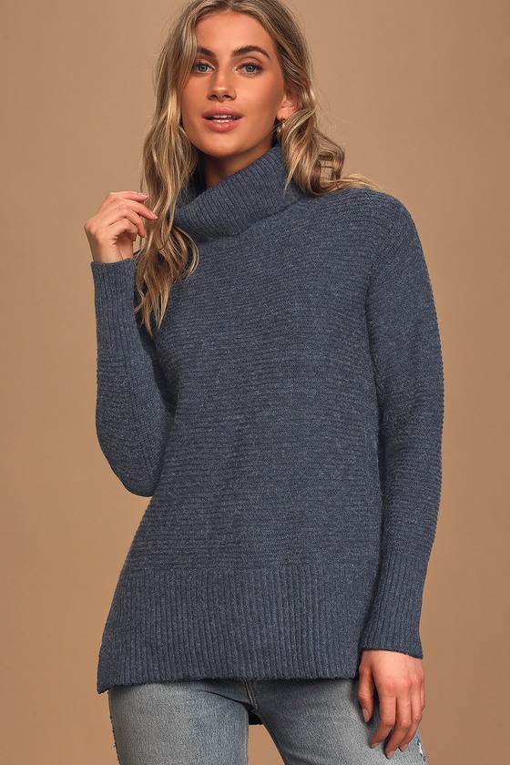 Cozy Fantasy Washed Navy Blue Ribbed Turtleneck Sweater Cozy Fantasy Washed Navy Blue Ribbed Turtleneck Sweater