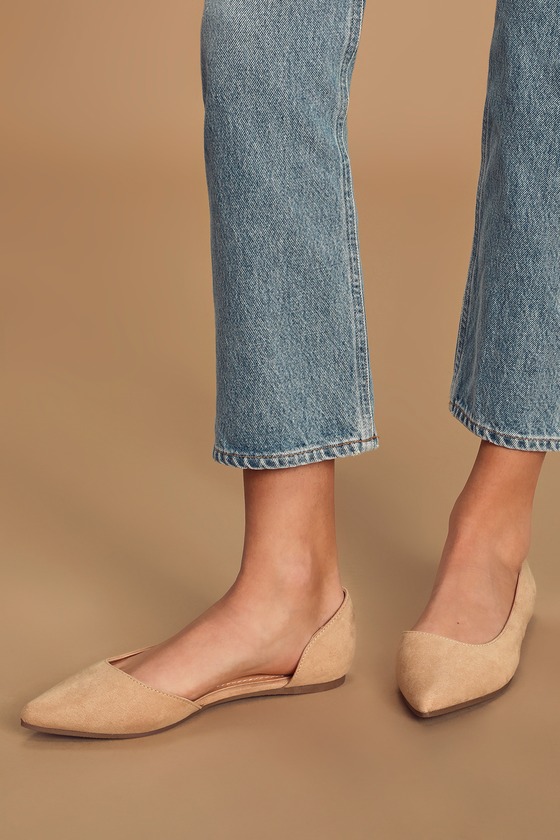 tan flats pointed toe