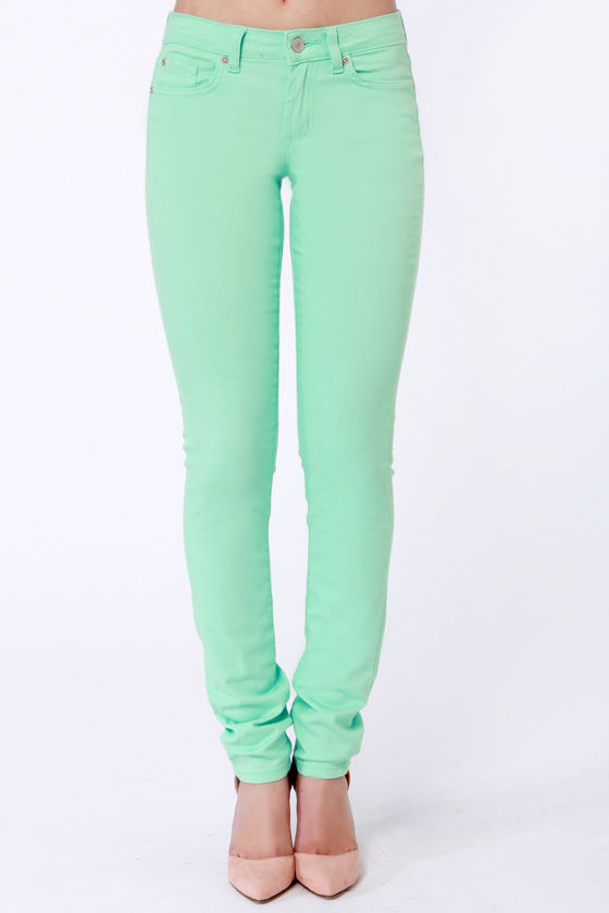 mint green jeggings