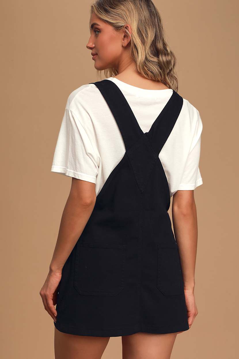 black overall mini dress Amazon.com: BerryGo Women's Denim Overall Dress Jean Sleeveless Mini Pinafore Adjustable Straps Overall Dress Black M : Clothing, Shoes & Jewelry