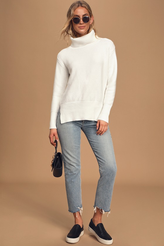 white turtleneck sweater outfit