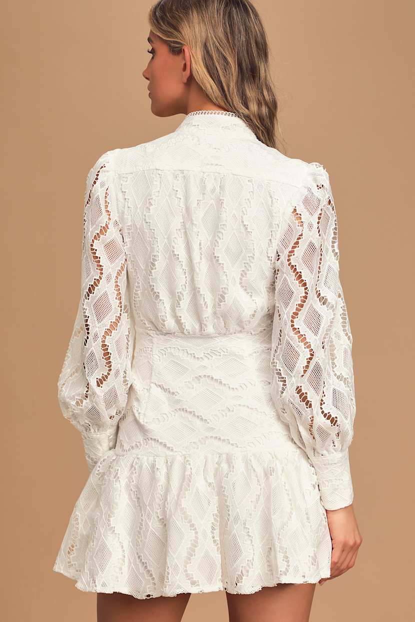 knee length dresses for ladies Bardot – Remy Mini Lace Dress – campaign-outlet – White main image 1