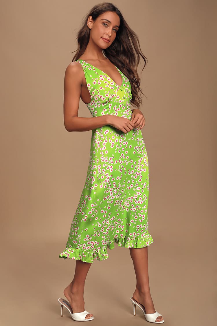 green emerald velvet dress Pau Midi Dress Green main image 1