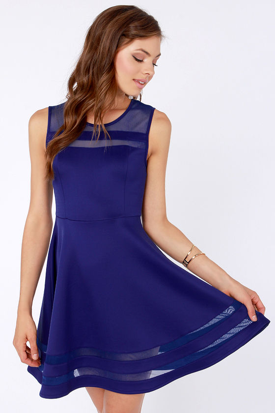 Unique Royal Blue Dress - Mesh Dress - Striped Dress - $44.00 - Lulus