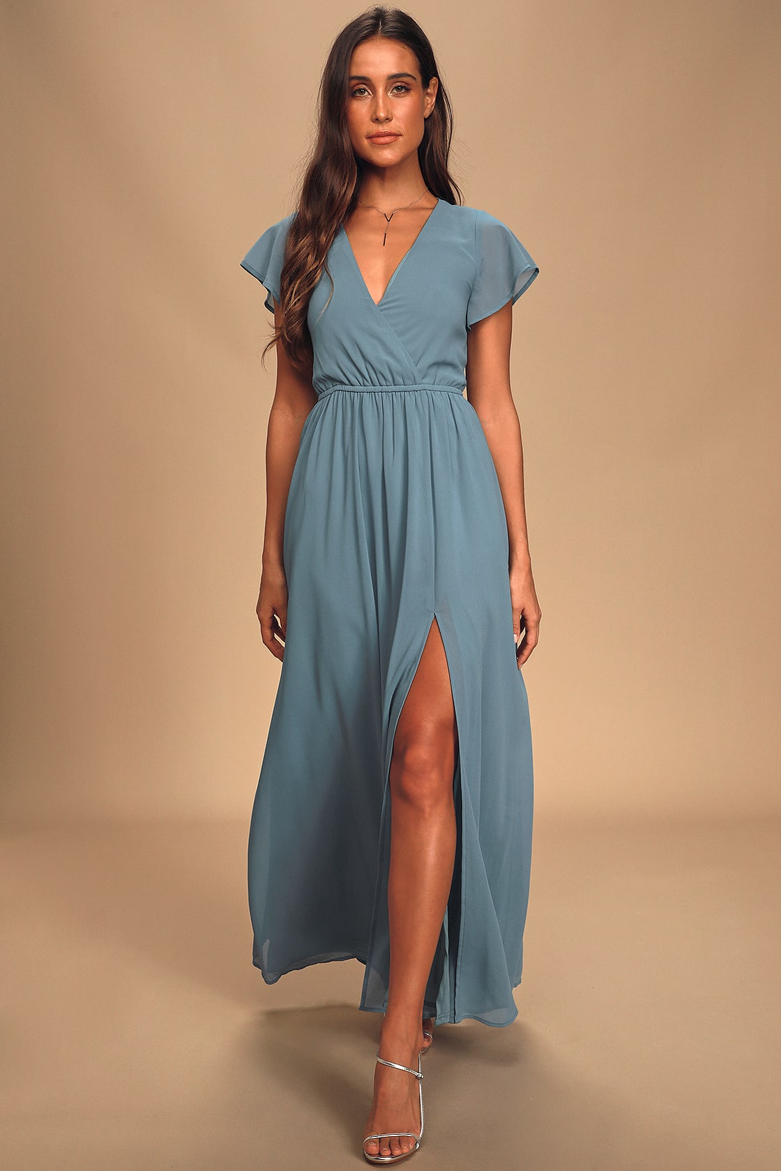 Lost in the Moment Slate Blue Maxi Dress