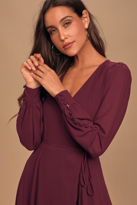 plum long sleeve maxi dress