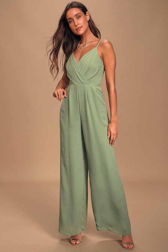 Call For Me Sage Green Faux Wrap Jumpsuit 2