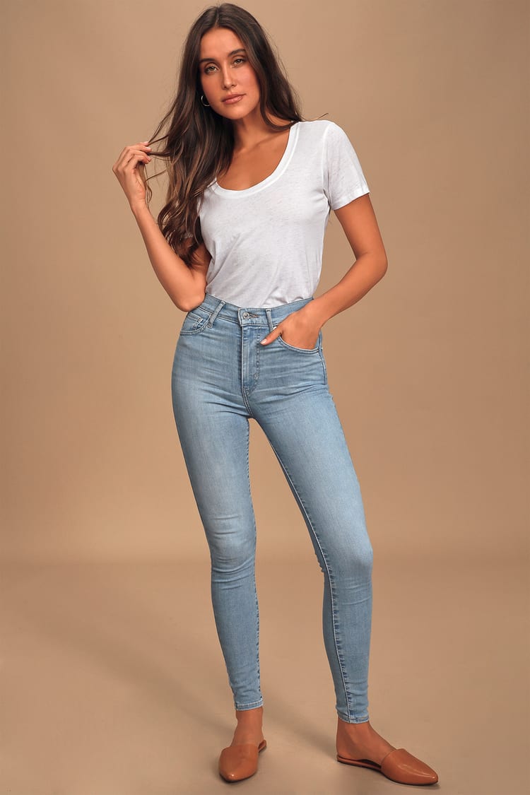 Levi's Mile High Light Wash Jeans - High-Rise Jeans - Skinny Jean - Lulus