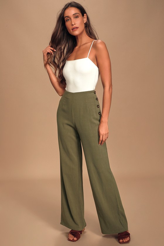 olive green straight leg pants