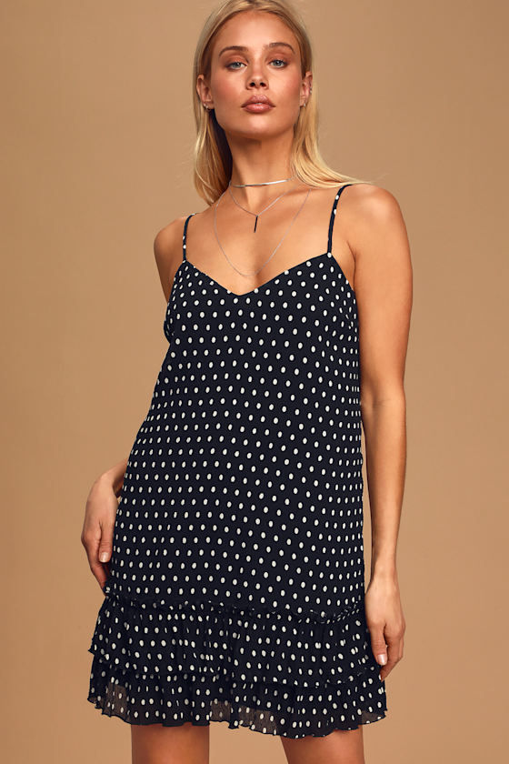 Imagine This Black and White Polka Dot Ruffled Swing Dress 6