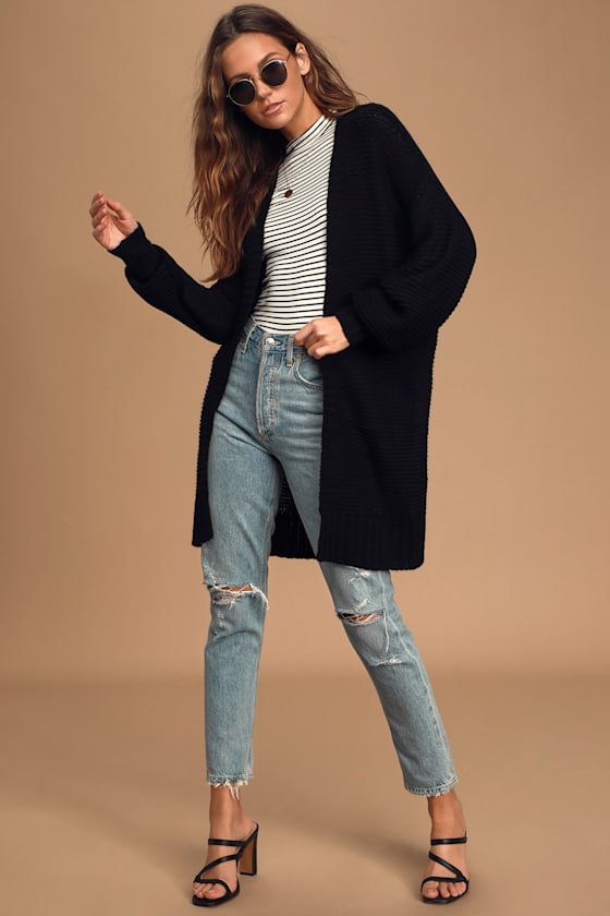 Drop Shoulder Balloon Sleeve Cardigan main image 0