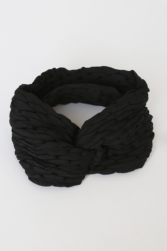 Stretchy Black Headband Textured Headband Knotted Headband Lulus