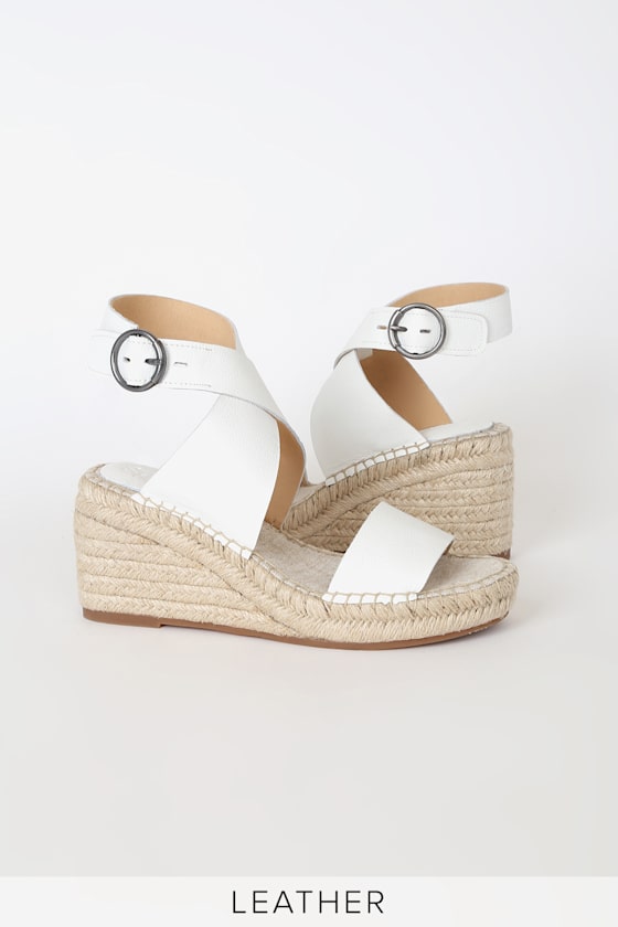 Splendid Addie - White Leather Wedges - Espadrille Wedges