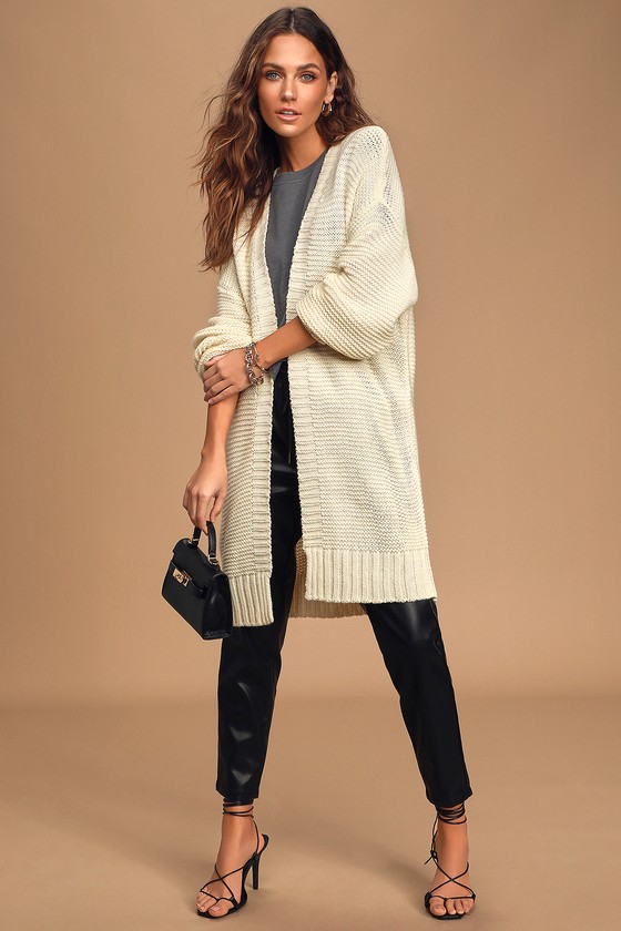 cream balloon sleeve cardigan