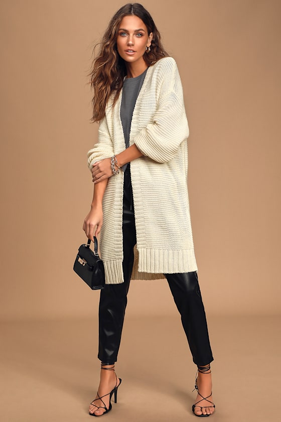 Warm Company Cream Balloon Sleeve Cardigan Sweater 5