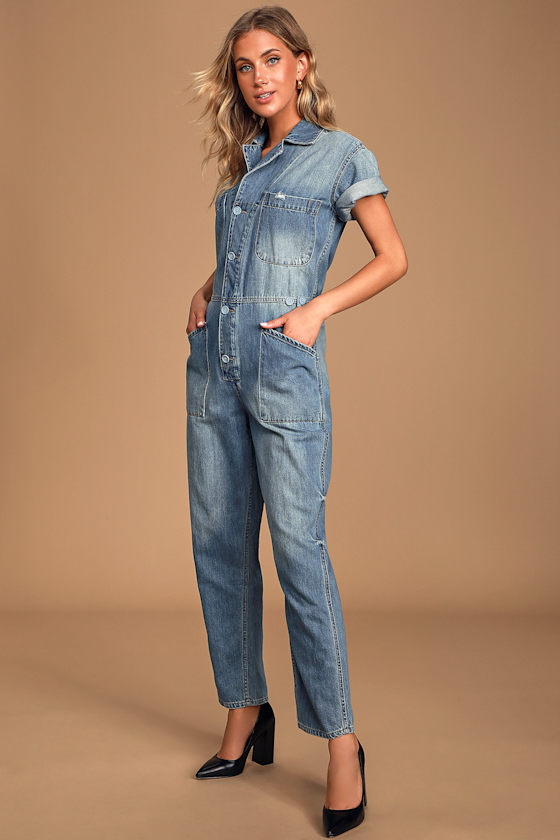 Grover Light Wash Denim Utility Jumpsuit 8