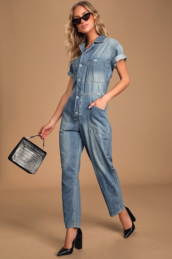 Pistola Grover - Light Wash Denim Jumpsuit - Utility Jumpsuit - Lulus