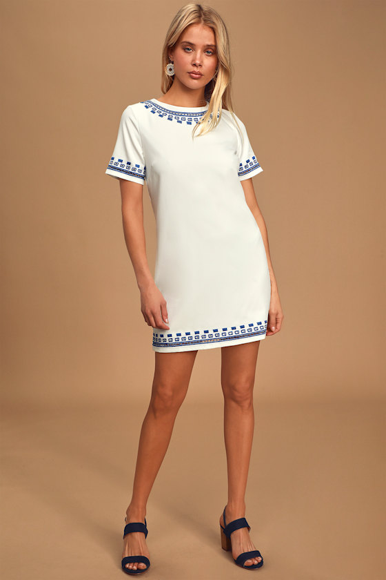 Keane White Embroidered Shift Dress 2
