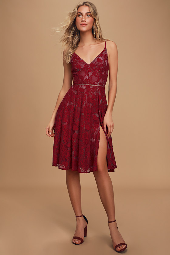 With Respect Burgundy Lace Midi Dress 2