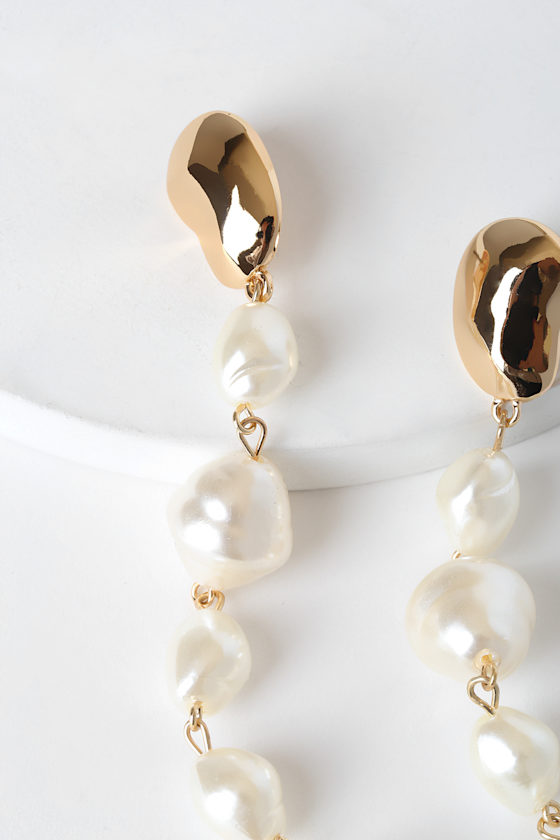 Coming Back Gold and Pearl Drop Earrings 2