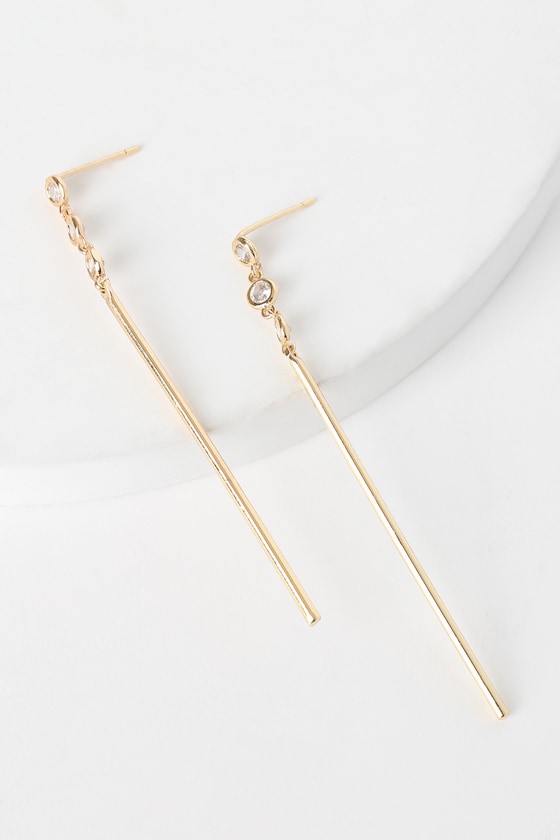 gold rhinestone drop earrings