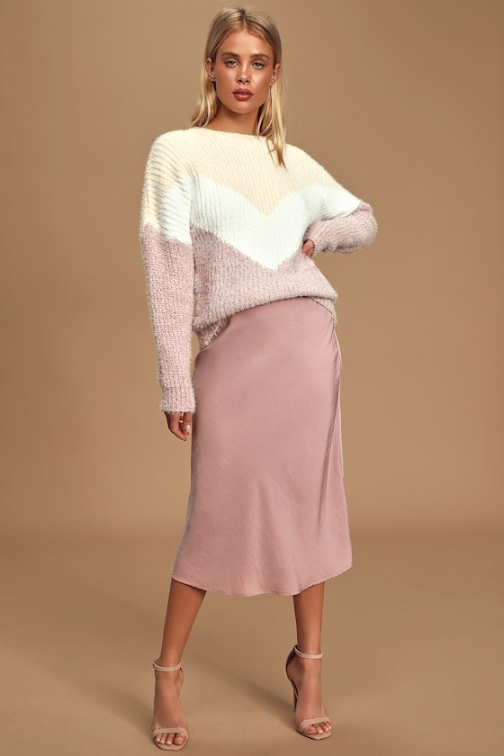 Talk the Block Cream Multi Color Block Eyelash Knit Sweater 4