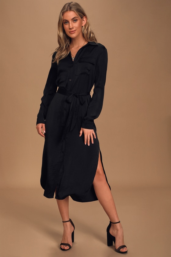 Satin Midi Shirt Dress Online Store, UP ...