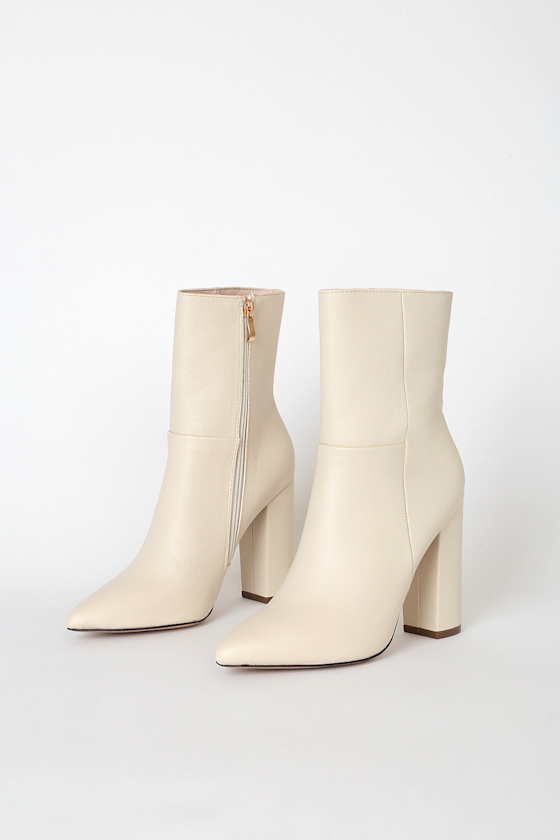 Dawson Bone Pebble Pointed-Toe Mid Calf Boots 2