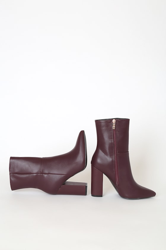 Dawson Burgundy Pointed-Toe Mid Calf Boots 2