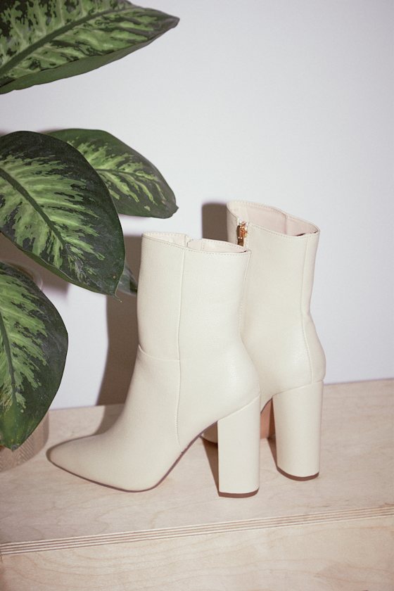 Dawson Bone Pebble Pointed-Toe Mid Calf Boots 2