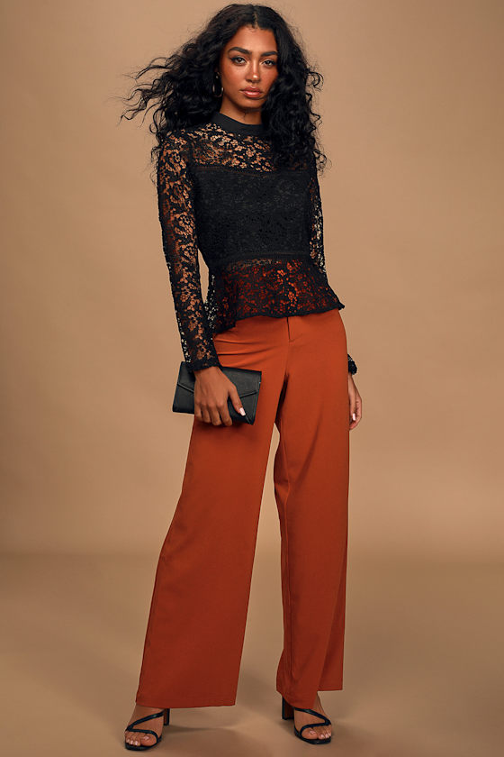 Sweetest Desire Black Crochet Lace Long Sleeve Peplum Top 6