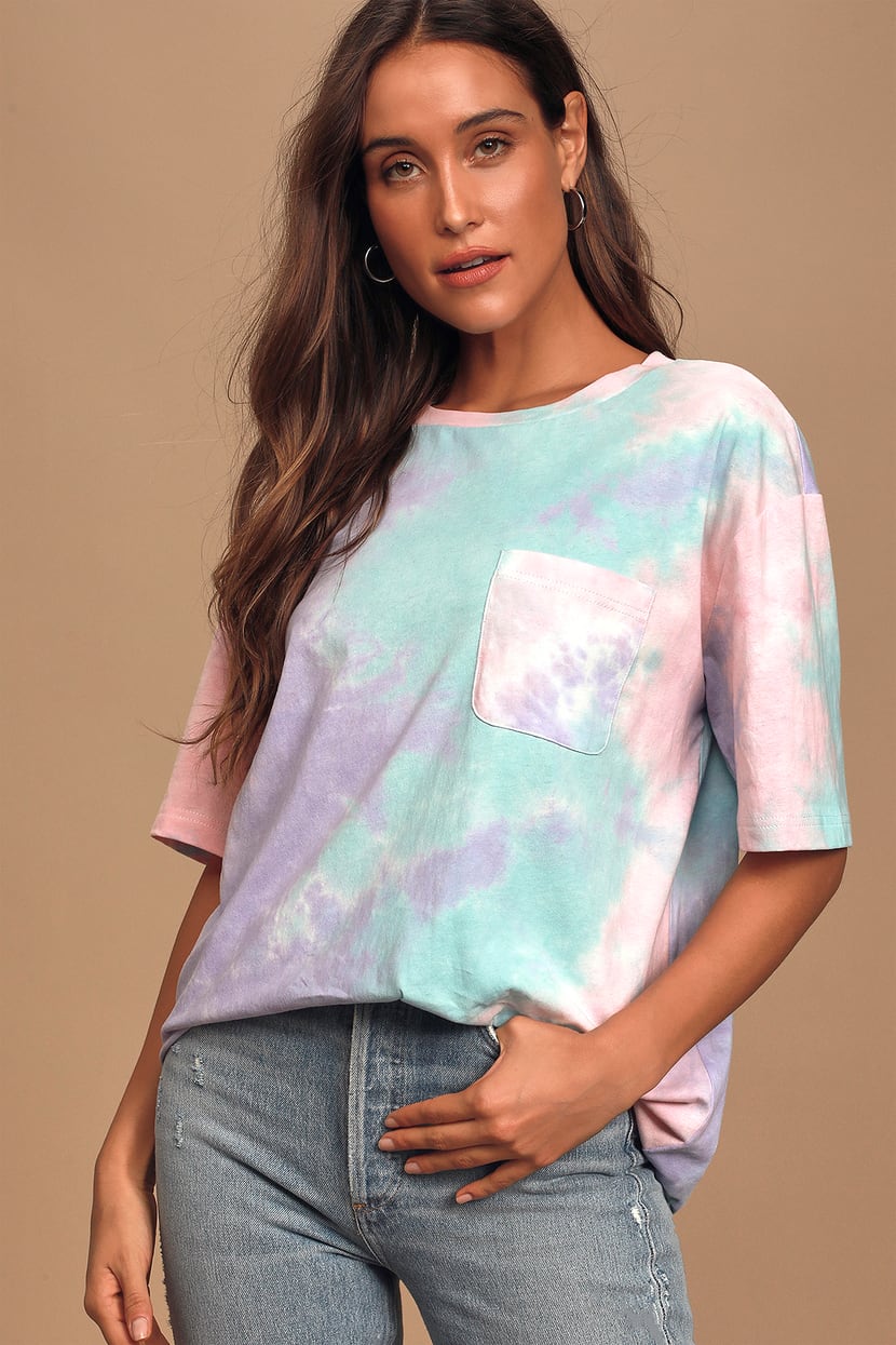 Seize The Daydream Blue And Neon Green Tie-Dye Oversized Tee ...