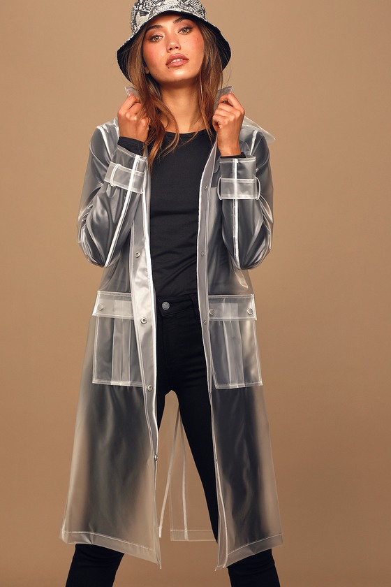 Avec Les Filles Clear raincoat - Hooded Raincoat - PVC Jacket - Lulus