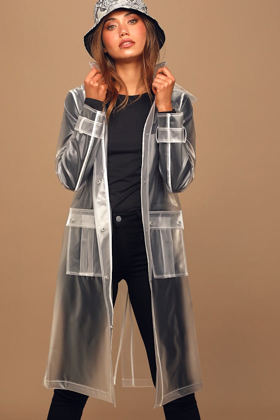 Sheer Joy White Transparent PVC Raincoat 2