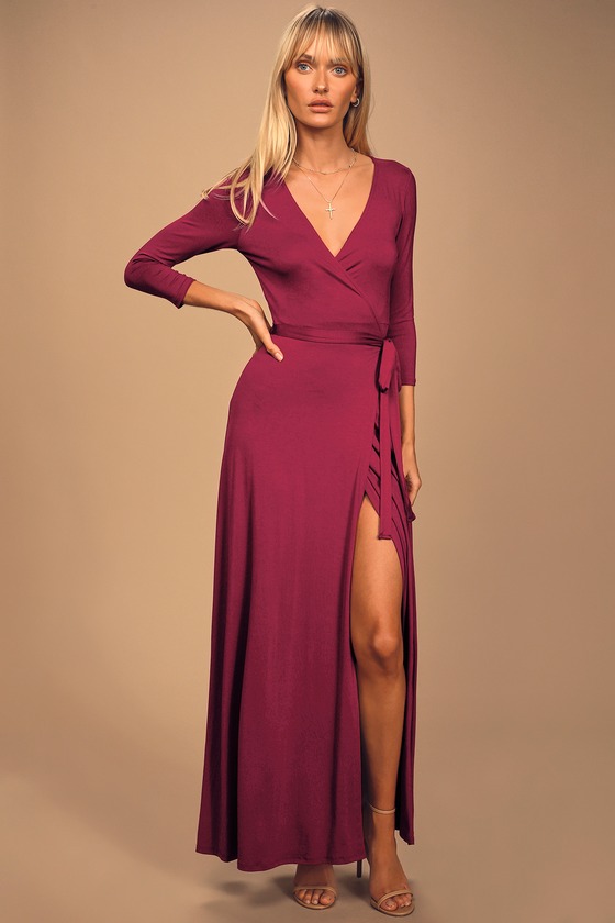 Lovely Berry Red Maxi Dress - Wrap Dress - Wrap Maxi Dress - Lulus