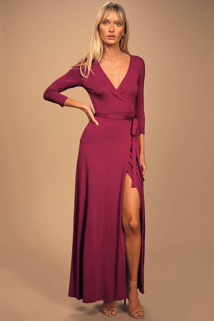 open lace back dress Red Dancing Lady Maxi Wrap Dress – ERRE Fashion main image 1